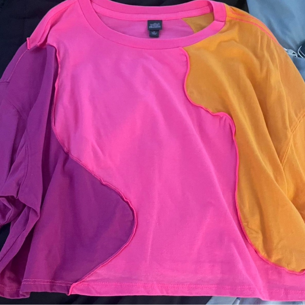 Wild Fable Pink and Orange Colorblock Crop Top
